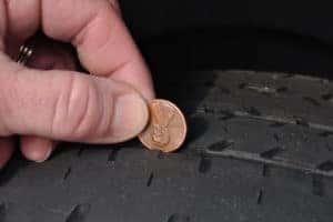 Checking Tire Tread by Penny Test