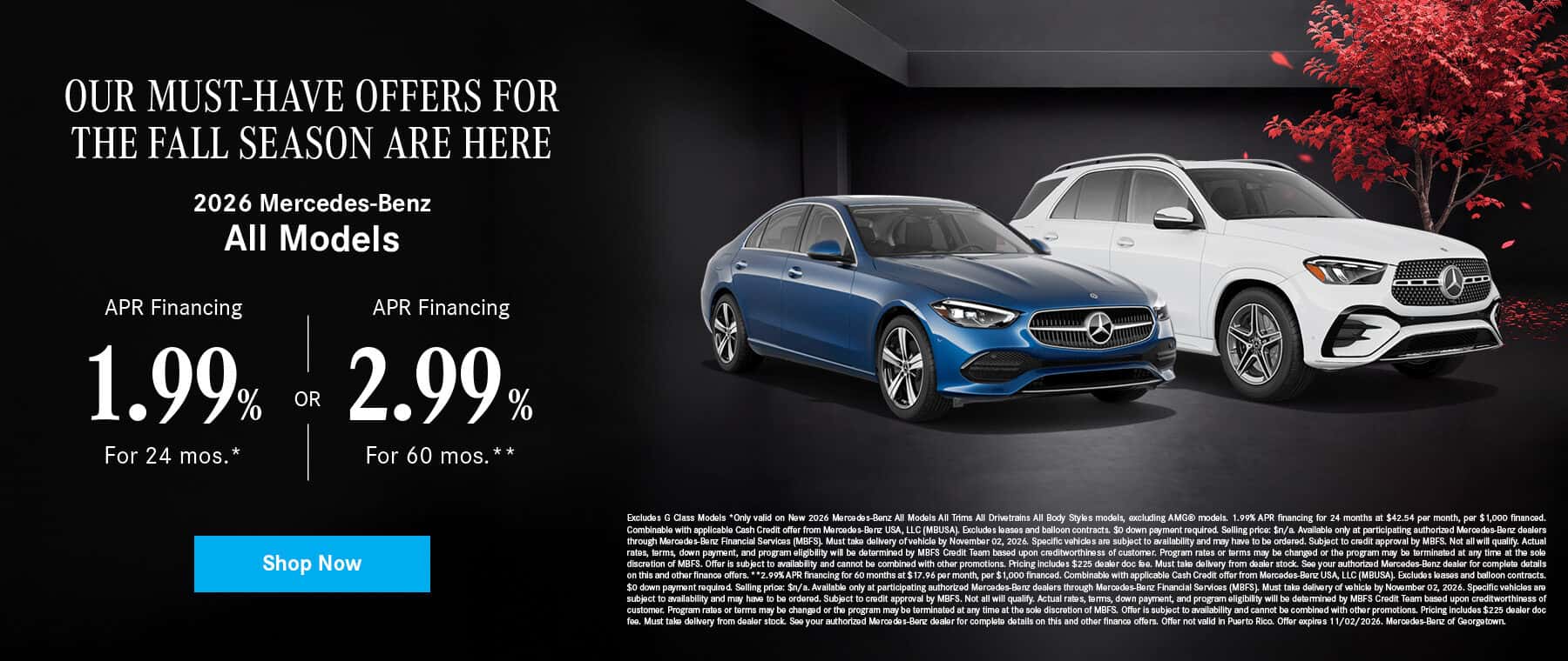 1.99% APR or 2.99% APR on select MB models
