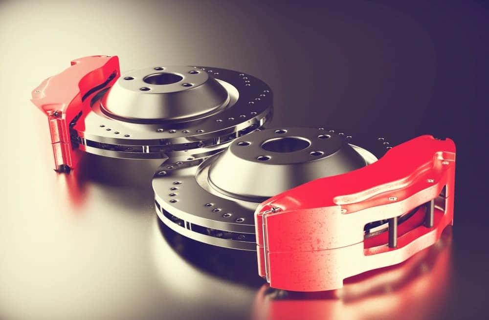 Brake Rotors with Red Calipers